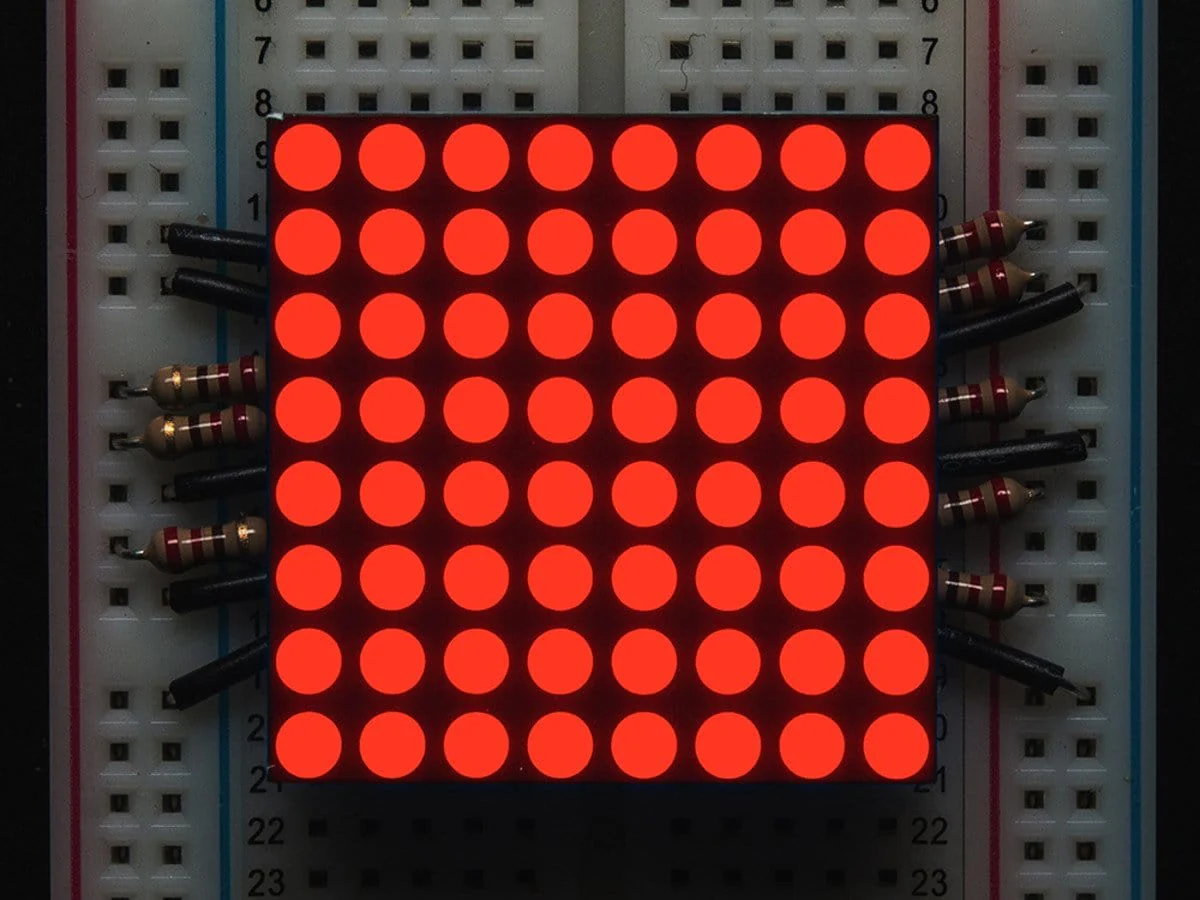 Small 1.2" 8x8 Ultra Bright Red LED Matrix (KWM-30881CVB)