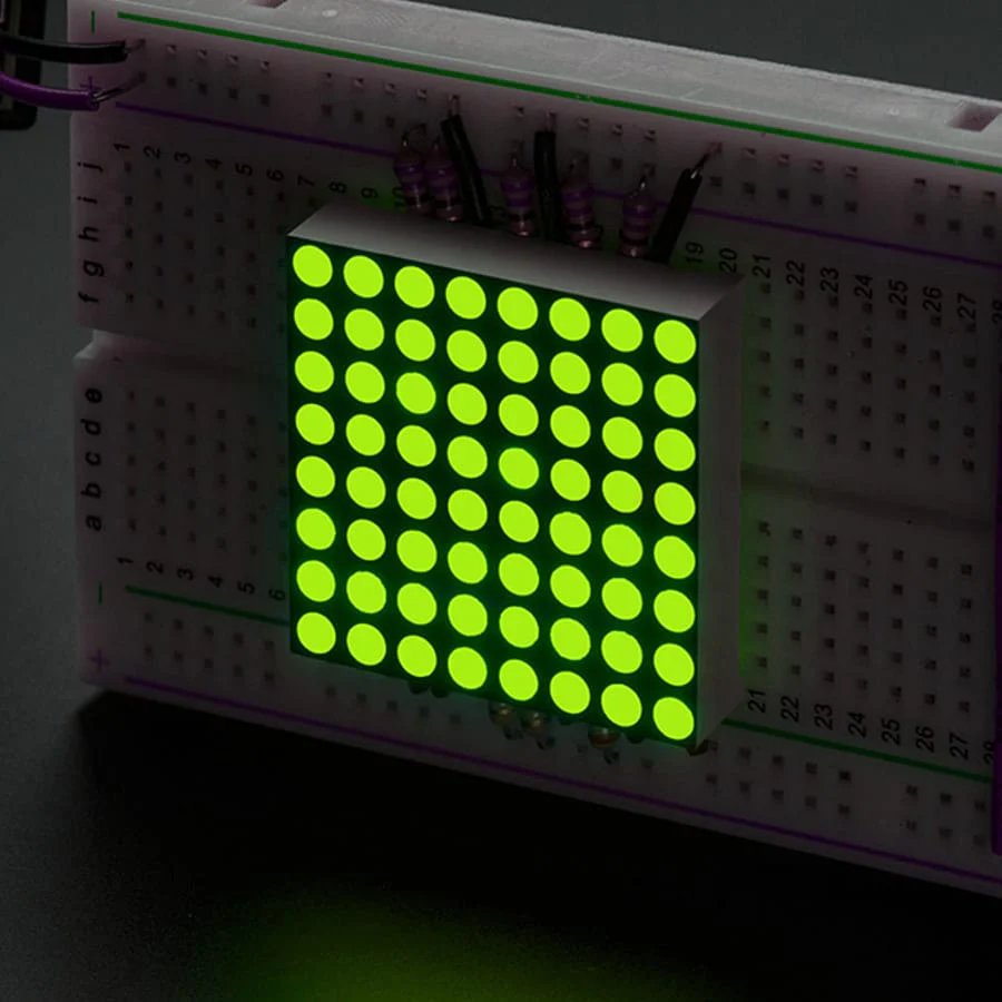 Small 1.2" 8x8 Ultra Bright Yellow-Green LED Matrix (KWM-30881CUGB) - Image 2