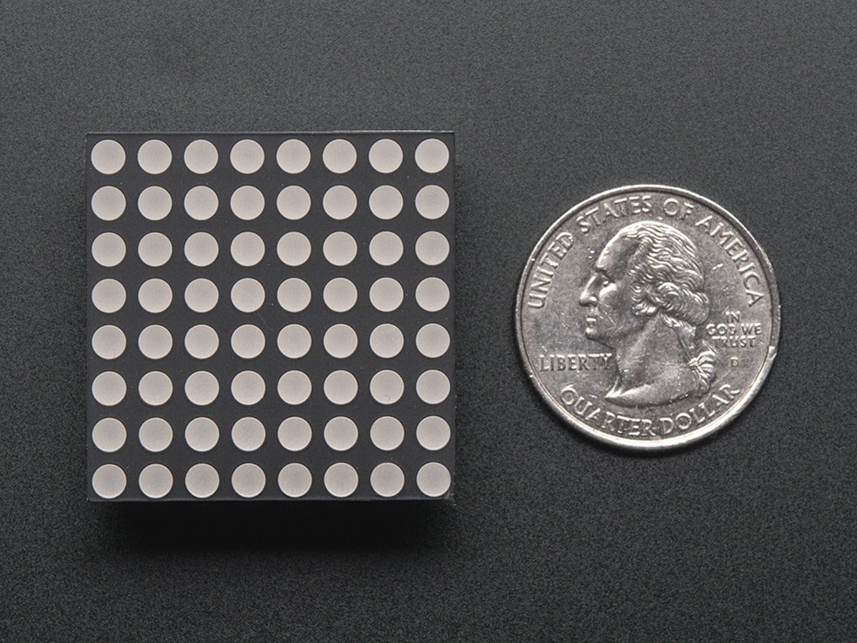 Small 1.2" 8x8 Ultra Bright Yellow-Orange LED Matrix (KWM-30881CUYB) - Image 3