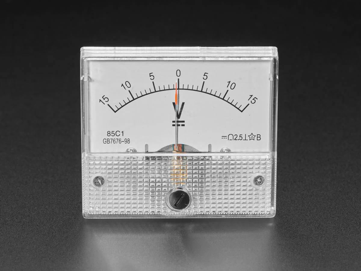 Small -15 to +15V DC Analog Panel Meter