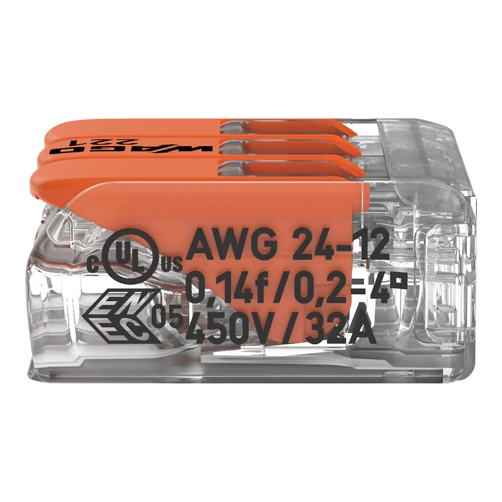 WAGO 221-413 32A 3-Way Lever Connectors - Pack of 3 - Image 5