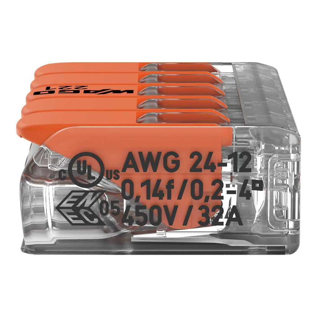 WAGO 221-415 32A 5-Way Lever Connectors - Pack of 3 - Image 6