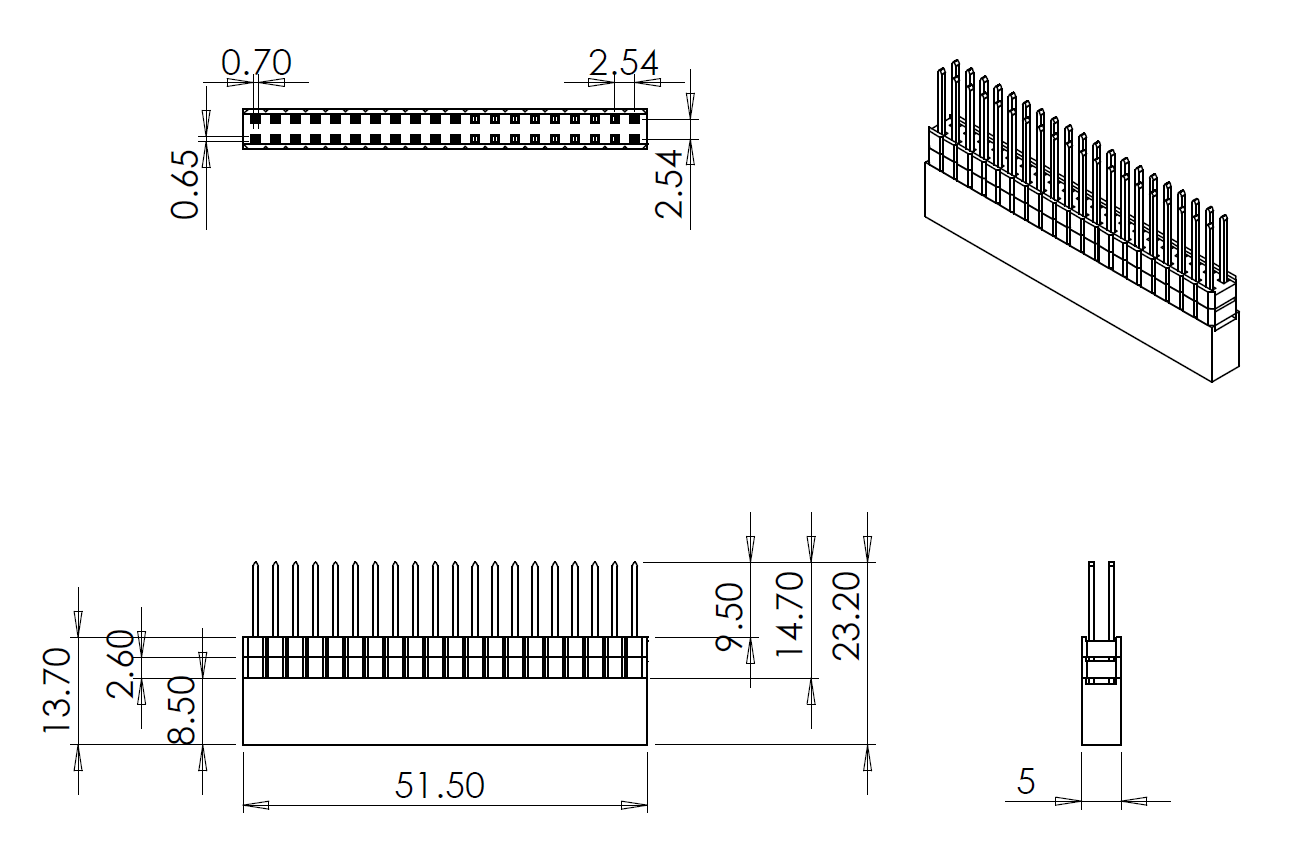 Extra-Tall Push-Fit Stacking GPIO Header for Raspberry Pi - Double Shroud - Image 2