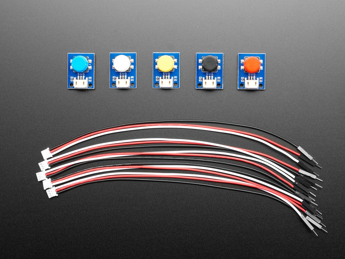 STEMMA Wired Tactile Push-Button Pack - 5 Color Pack - Image 2