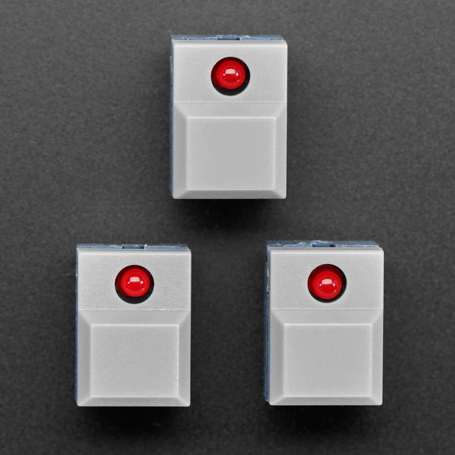 Step Switch with LED - Three Pack of Gray with Red LED (PB86-A1) - Image 2