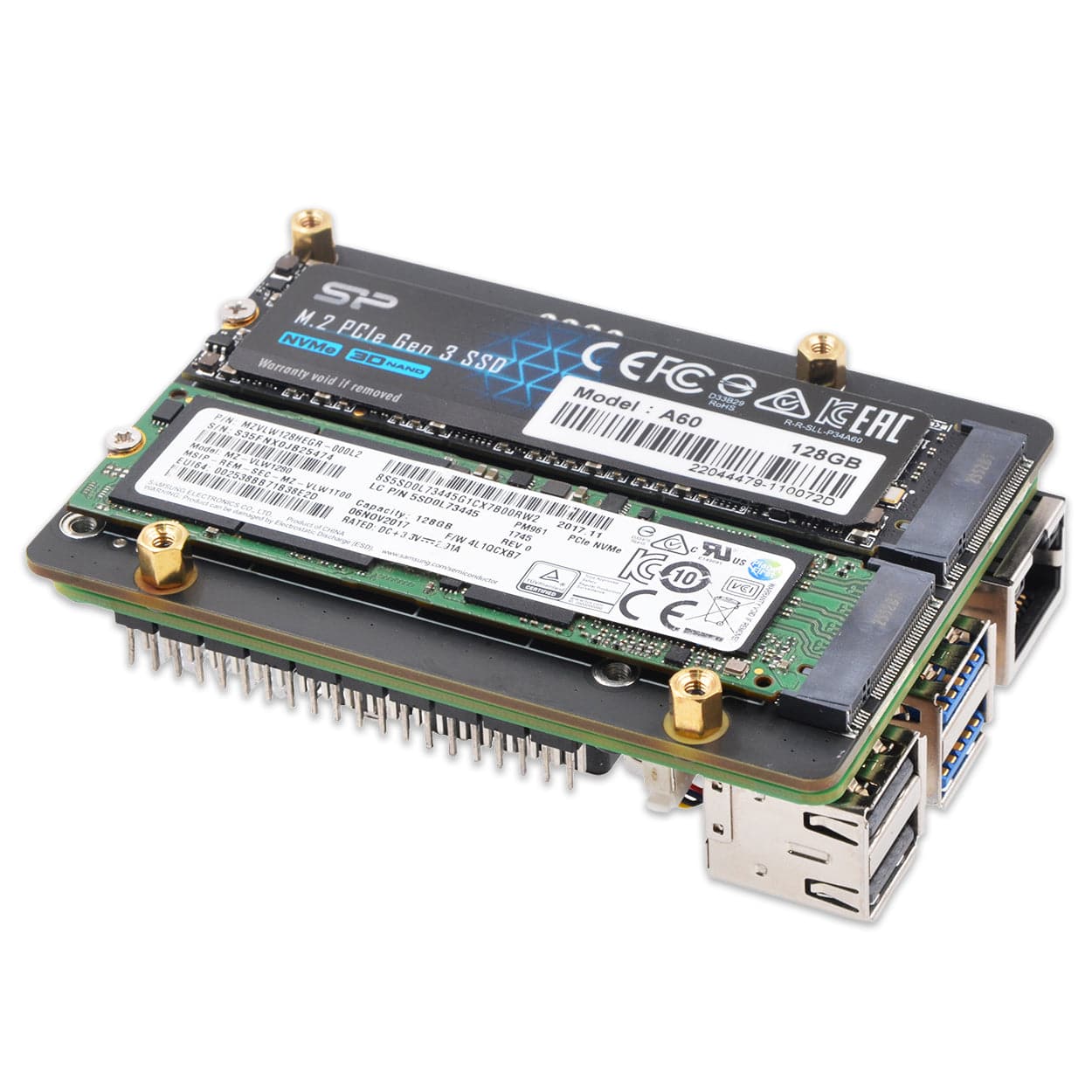 SupTronics X1005 Bottom-Mount Dual-NVMe Add-on for Raspberry Pi 5 - Image 4
