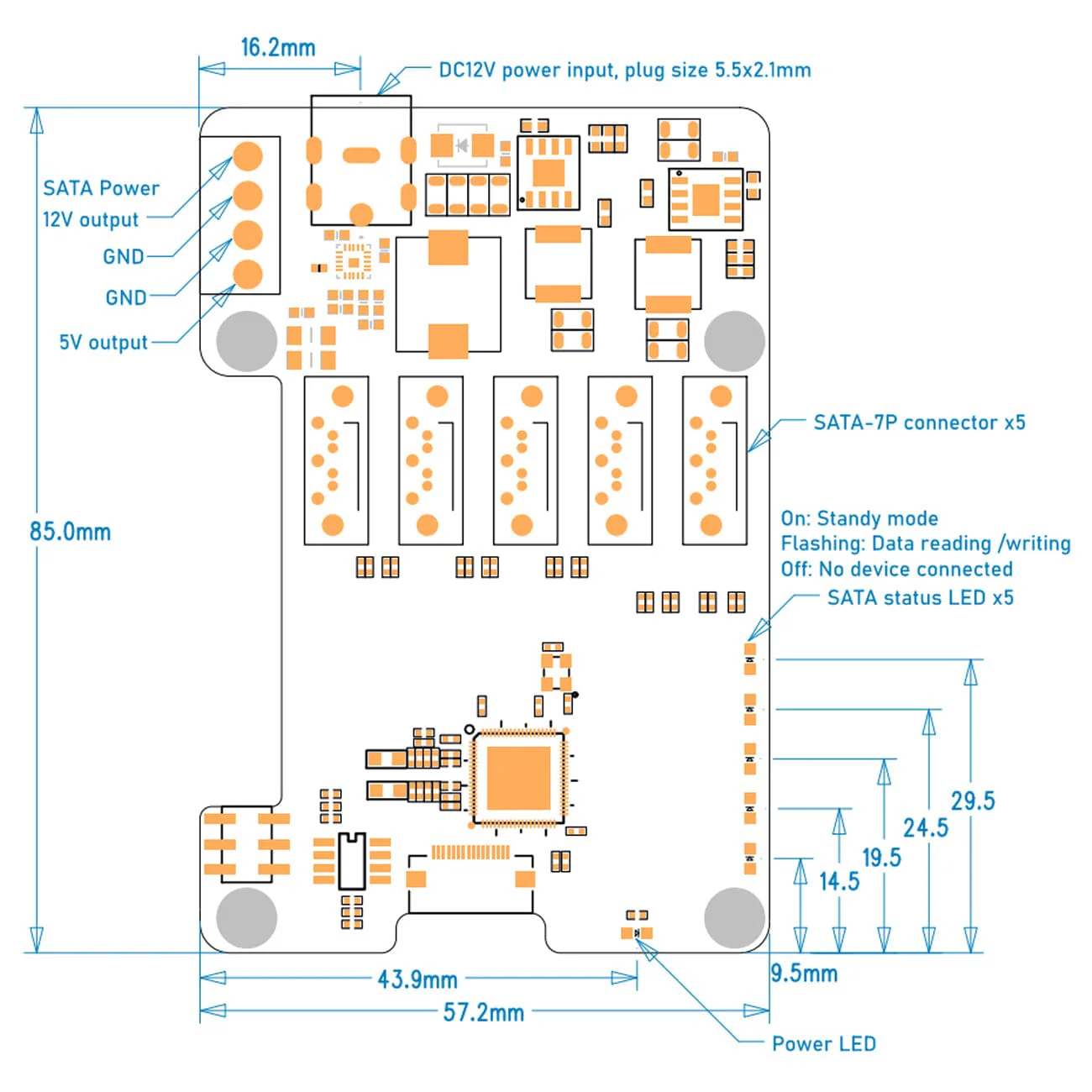 SupTronics X1009 5-Port SATA Add-on for Raspberry Pi 5 - Image 7