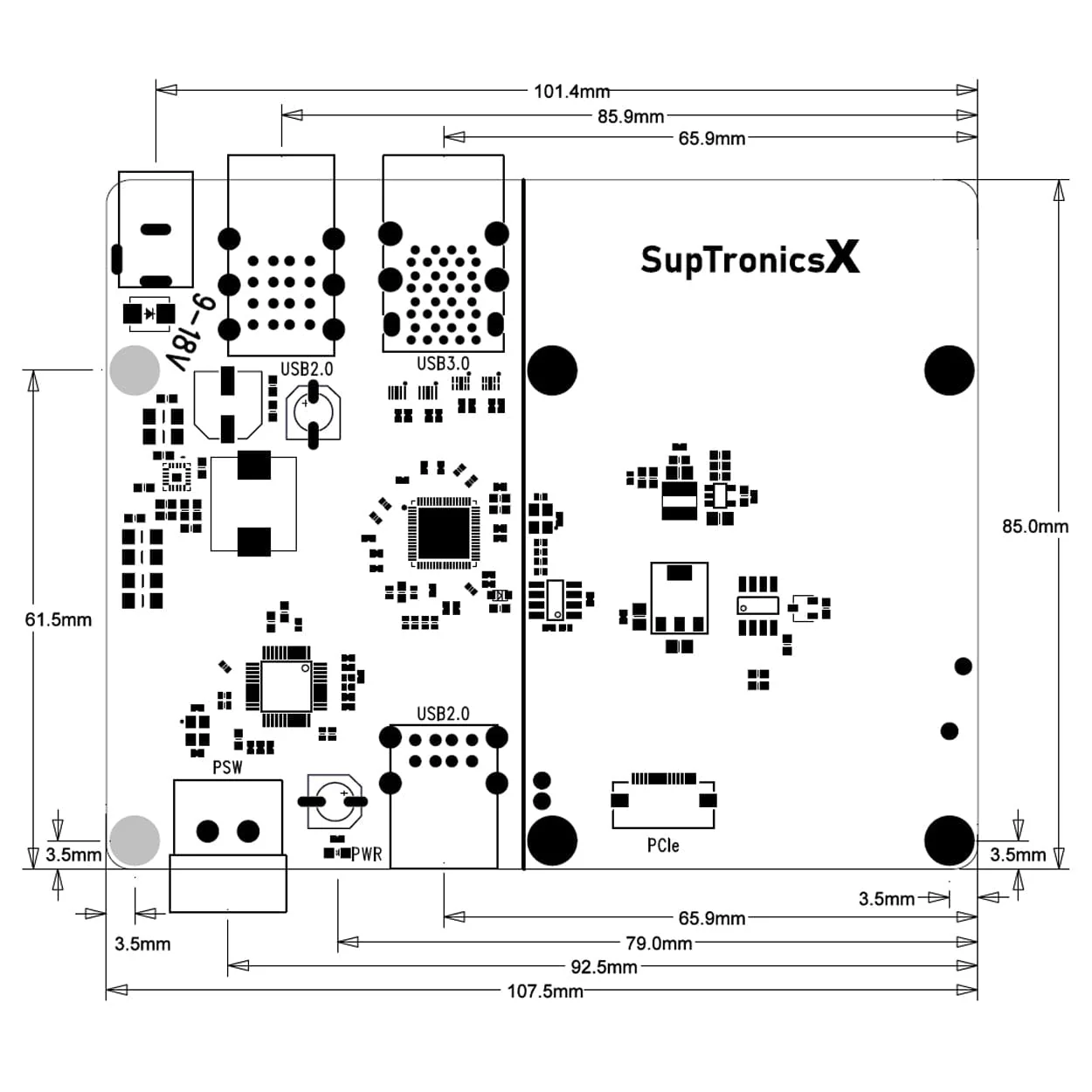 SupTronics X1013 10-Port USB Hub Add-on for Raspberry Pi 5 - Image 7