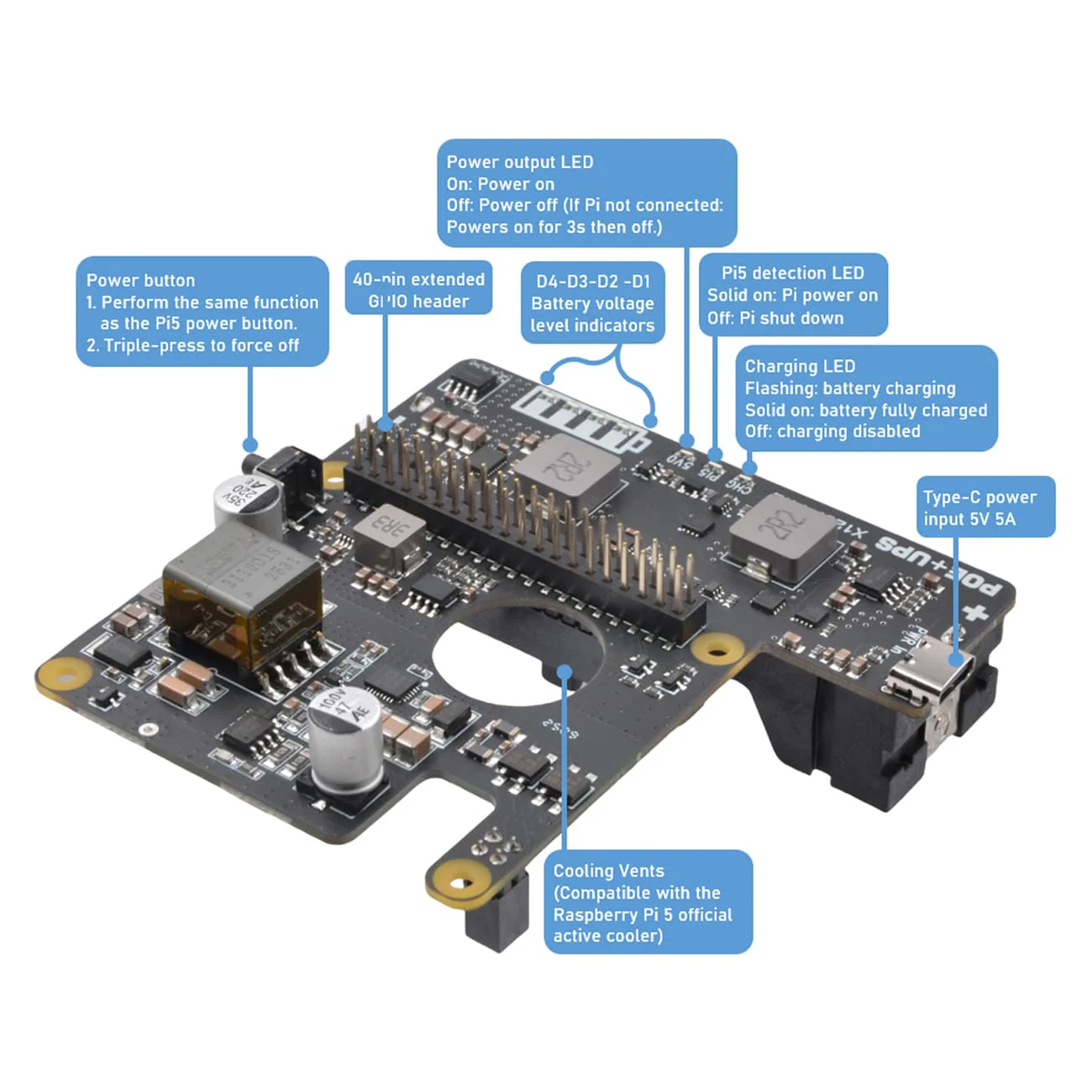 SupTronics X1207 PoE UPS HAT for Raspberry Pi 5 - Image 7