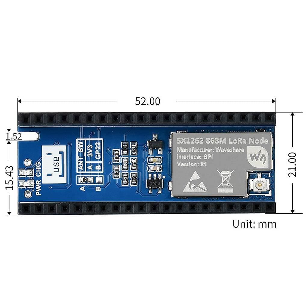 SX1262 868MHz LoRa Node Module for Raspberry Pi Pico - Image 6