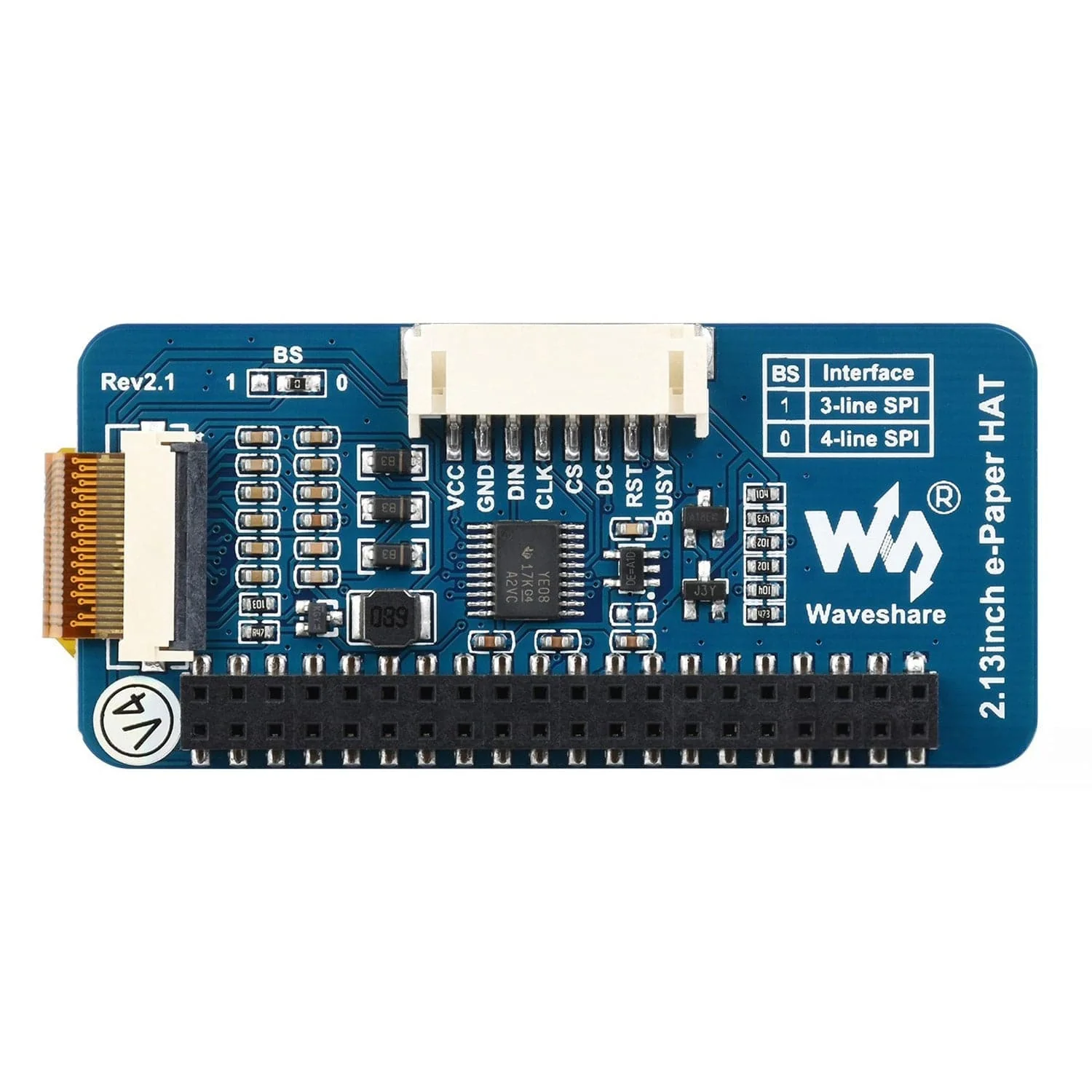 2.13" ePaper Display HAT (B) - Red/Black/White (250x122) - Image 4