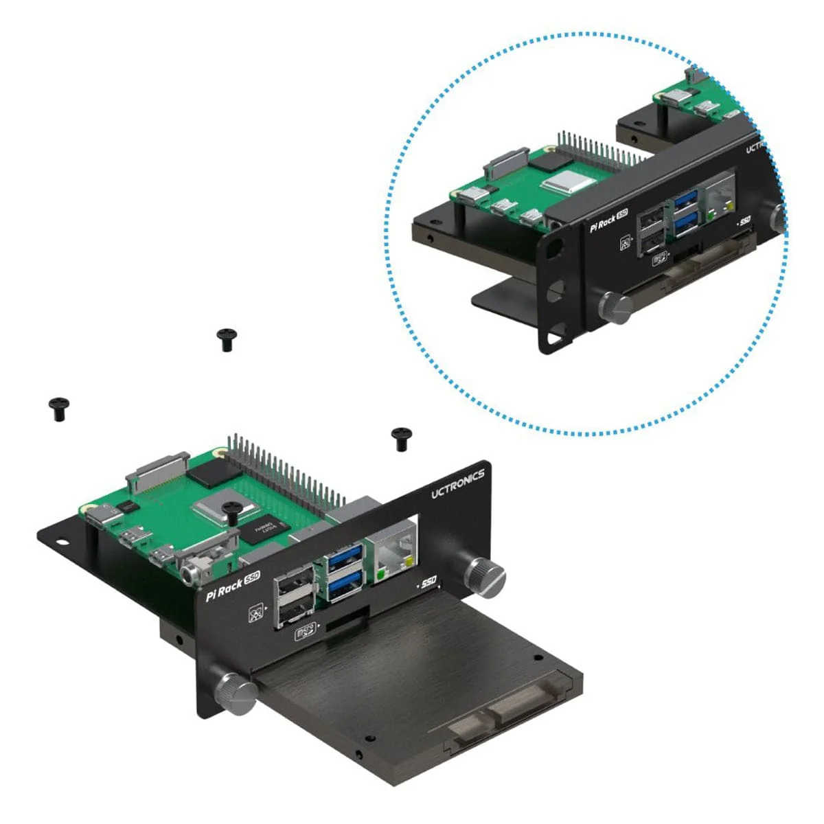 Uctronics 19" 1U Raspberry Pi Rack Mount with SSD Mounting Brackets (Holds 4x RPi) - Image 4