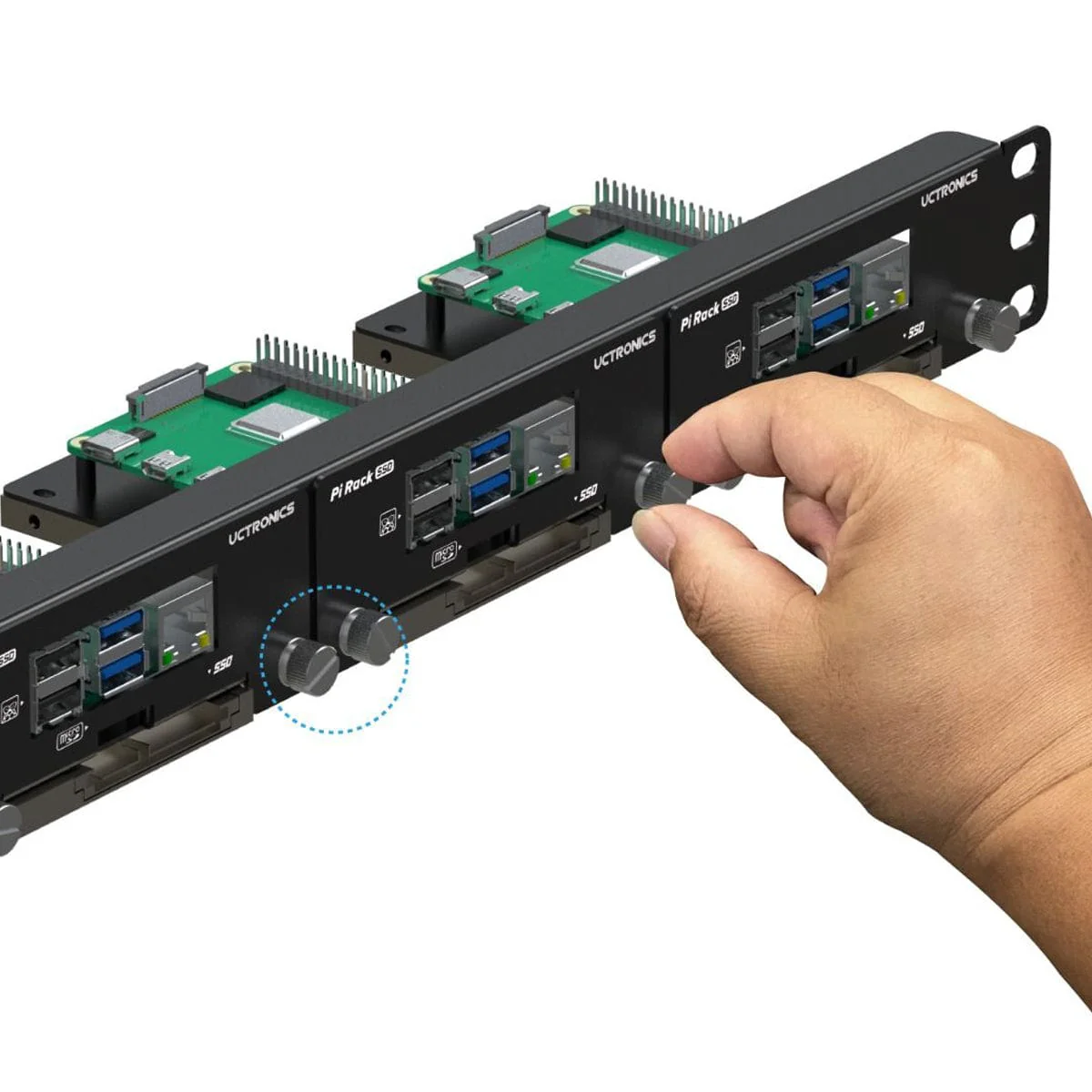 Uctronics 19" 1U Raspberry Pi Rack Mount with SSD Mounting Brackets (Holds 4x RPi) - Image 5