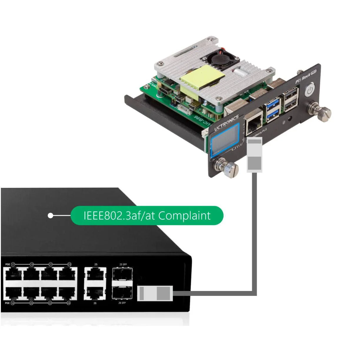 Uctronics PoE+ HAT for Raspberry Pi 5 with Active Cooler - Image 3