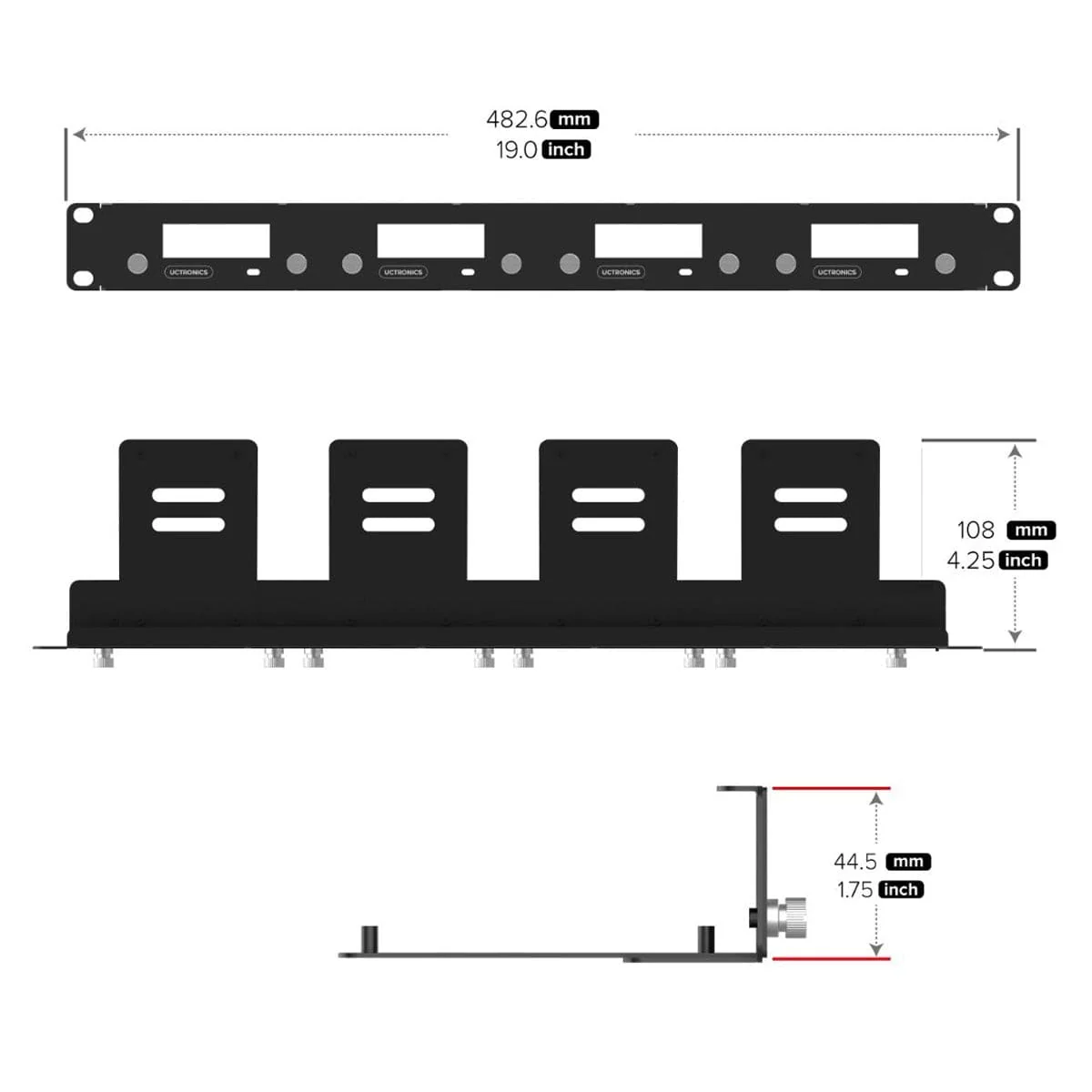 Uctronics Rack Basic for Pi 5 - 19" 1U Rack Mount with 4x M.2 Bases - Image 5