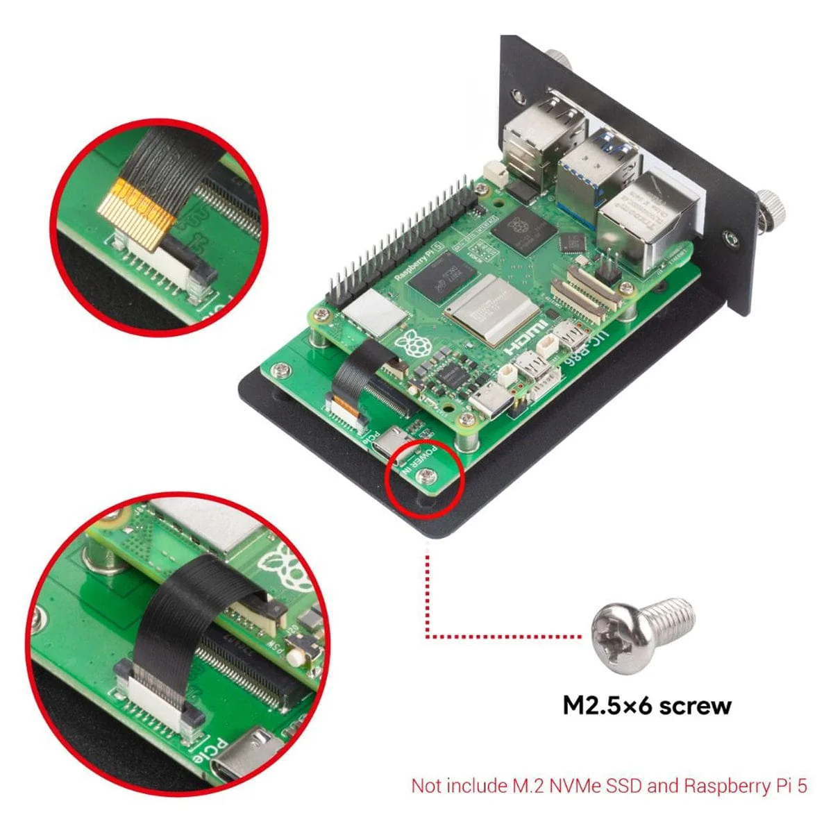 Uctronics Rack Pro for Pi 5 - 19" 1U Rack Mount with 4x M.2 Bases and LCDs - Image 7