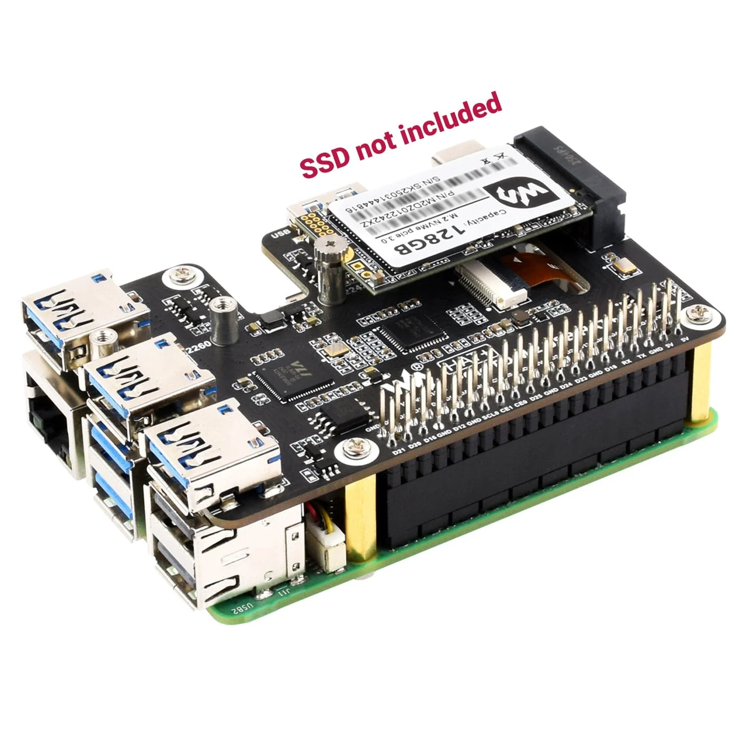 USB 3.2 Gen1 and M.2 HAT+ for Raspberry Pi 5 - Image 3