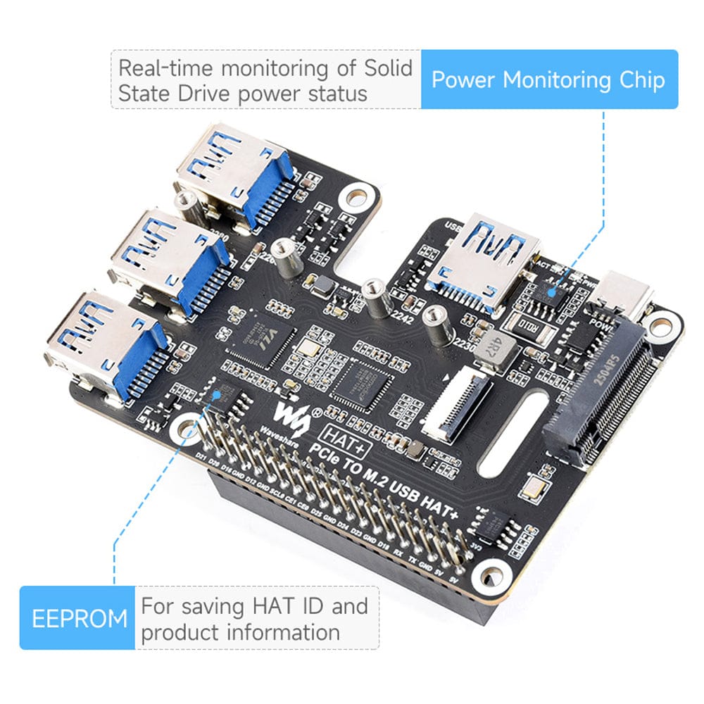 USB 3.2 Gen1 and M.2 HAT+ for Raspberry Pi 5 - Image 4