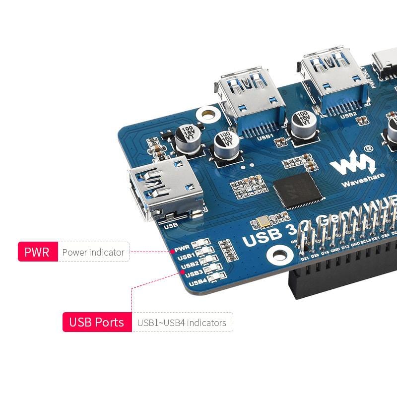 USB 3.2 Gen1 Hub HAT for Raspberry Pi - Image 6