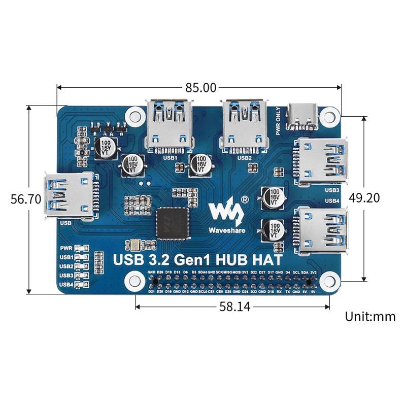 USB 3.2 Gen1 Hub HAT for Raspberry Pi - Image 8