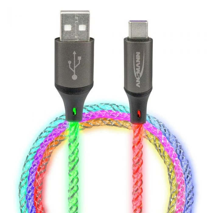 USB-A to USB Type-C cable with RGB LED Lighting (1m) - Image 2