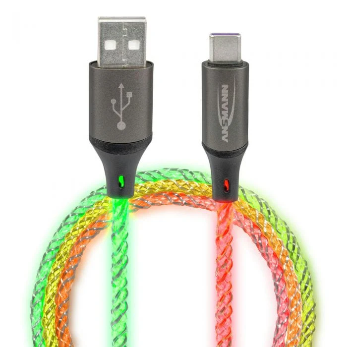 USB-A to USB Type-C cable with RGB LED Lighting (1m) - Image 3