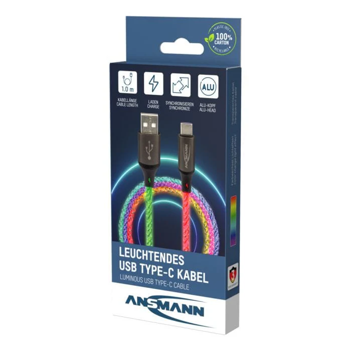 USB-A to USB Type-C cable with RGB LED Lighting (1m) - Image 9