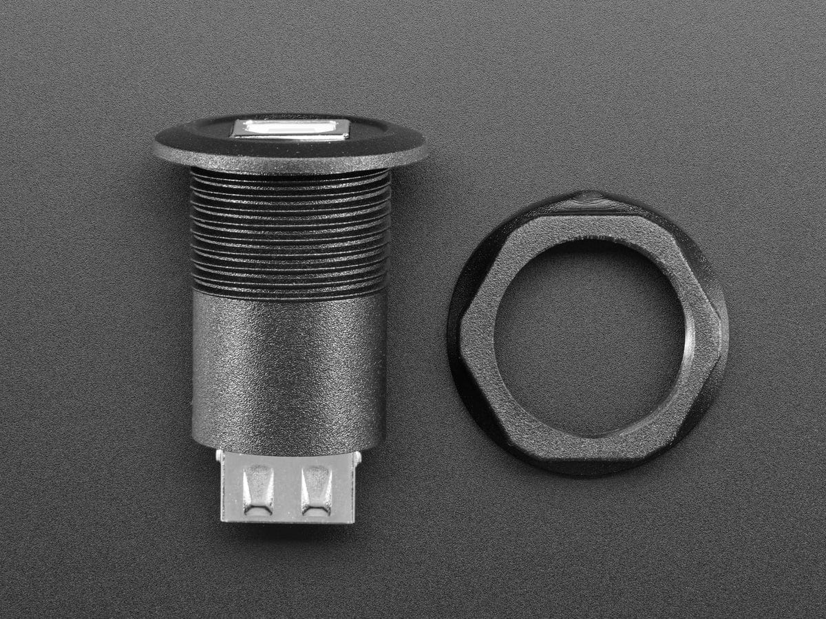 USB B Jack to USB A Jack Round Panel Mount Adapter - Image 4