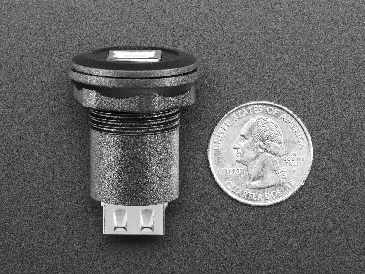 USB B Jack to USB A Jack Round Panel Mount Adapter - Image 5