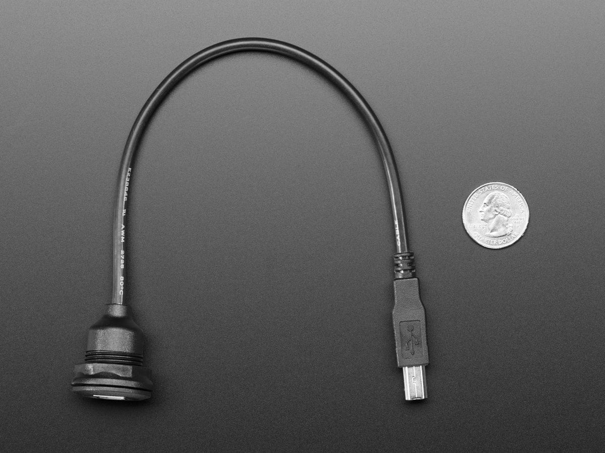 USB B Round Panel Mount Extension Cable - 30cm - Image 5