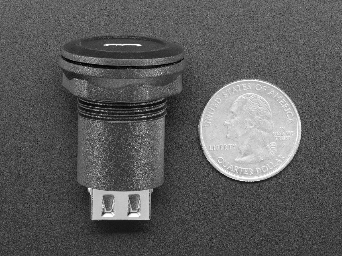 USB C Jack to USB A Jack Round Panel Mount Adapter - Image 5