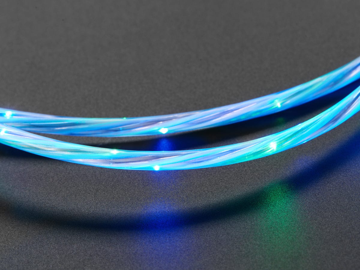 USB micro B Cable with LEDs - Blue and Green (1 meter) - Image 2