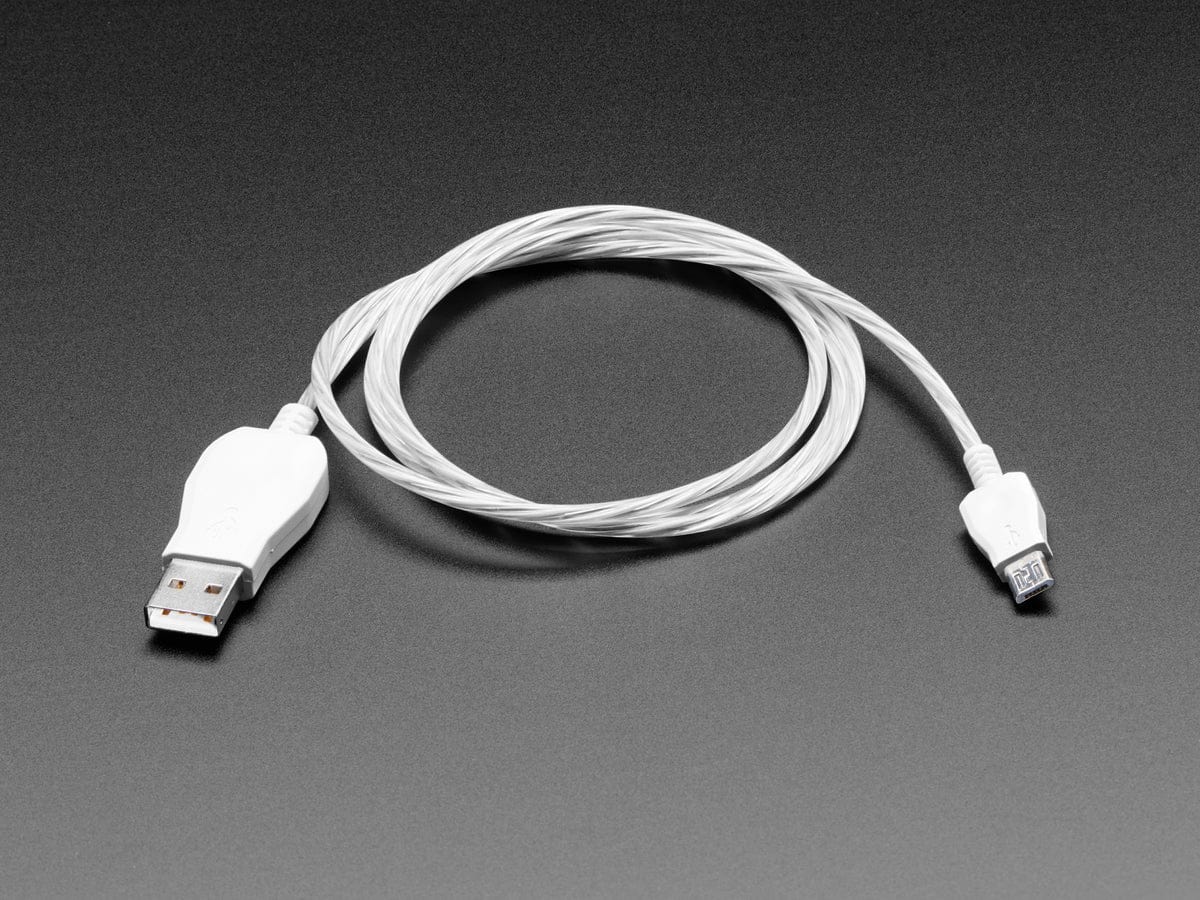 USB micro B Cable with LEDs - Blue and Green (1 meter) - Image 3