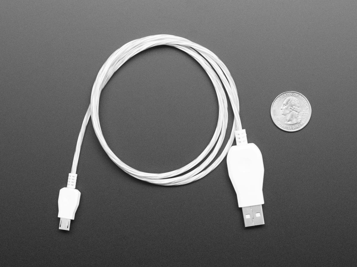 USB micro B Cable with LEDs - Blue and Green (1 meter) - Image 4