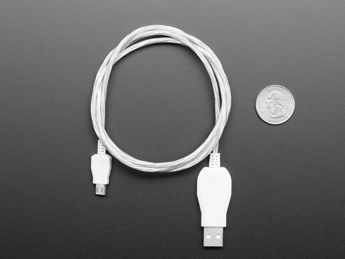 USB micro B Cable with LEDs - Blue and Red (1 meter) [Discontinued] - Image 4