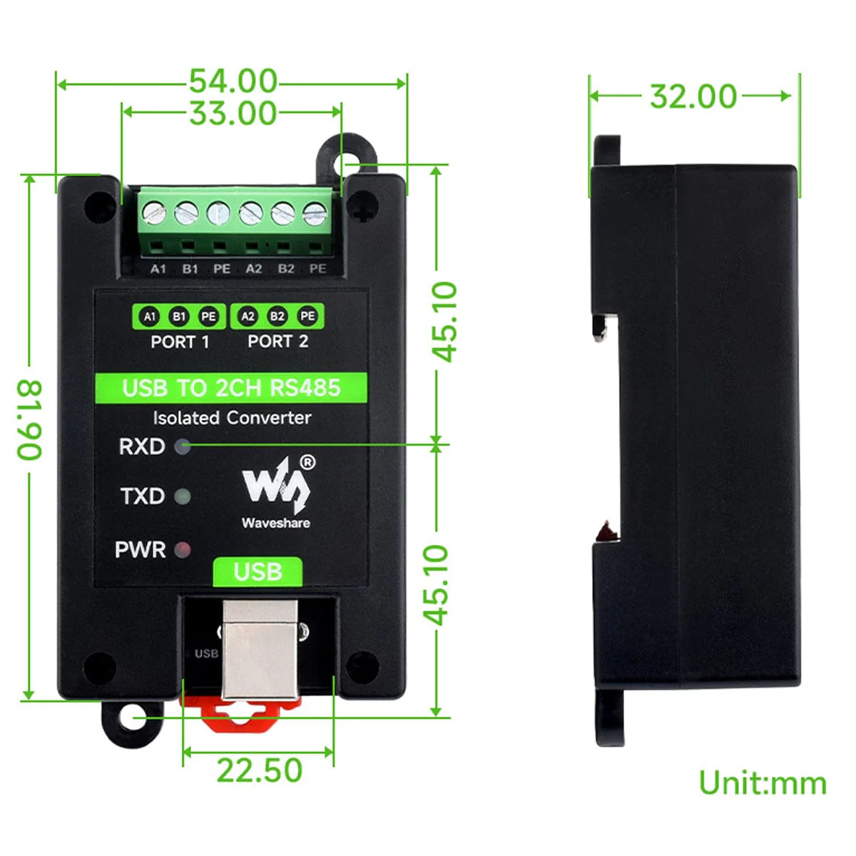 USB to 2-Channel RS485 Industrial Grade Isolated Converter - Image 6