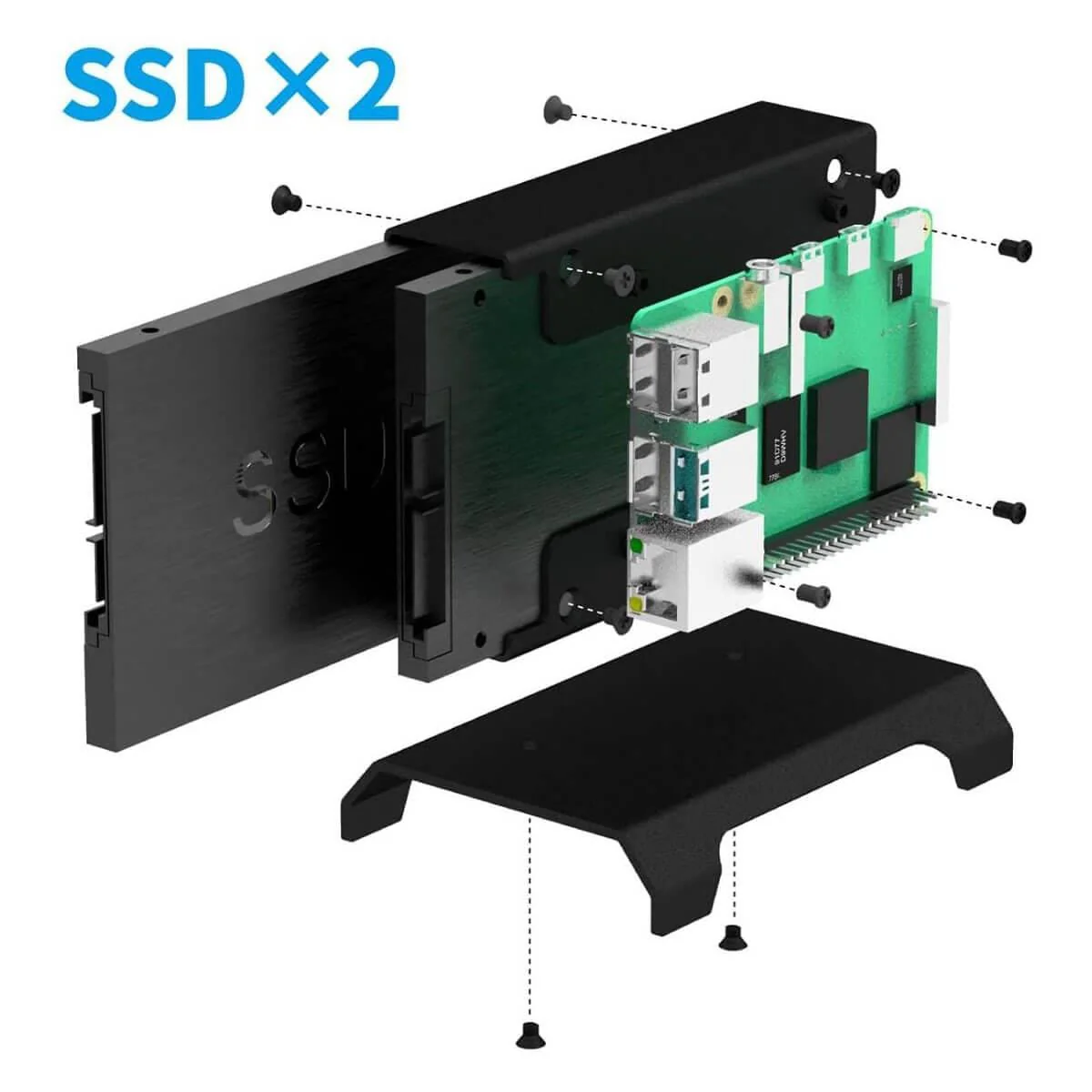 Vertical Dual SSD NAS Bracket for Raspberry Pi - Image 3