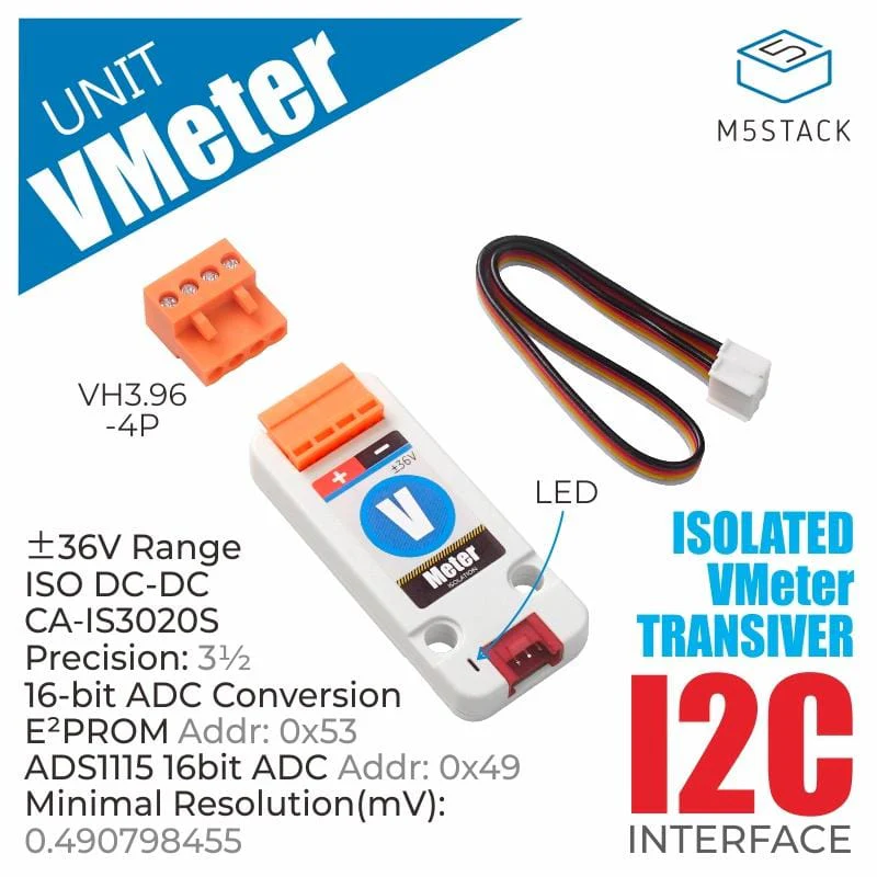 M5Stack Voltmeter Unit (ADS1115) - Image 2