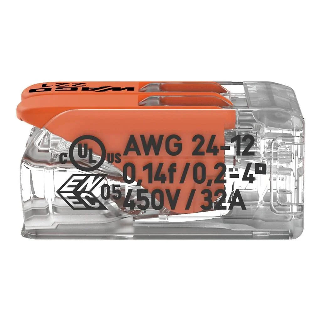 WAGO 221-412 32A 2-Way Lever Connectors - Pack of 3 - Image 5
