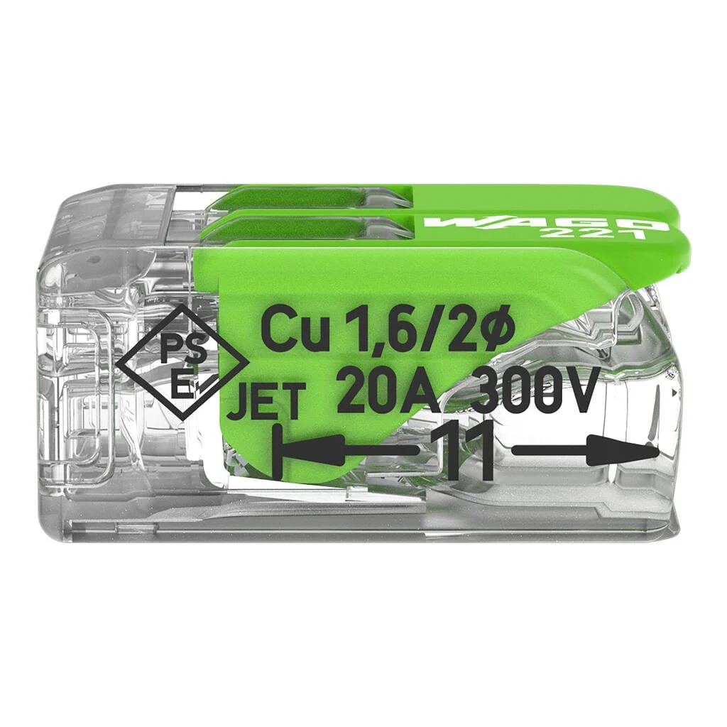 WAGO Green 221-422 32A 2-Way Lever Connectors - Pack of 3 - Image 7