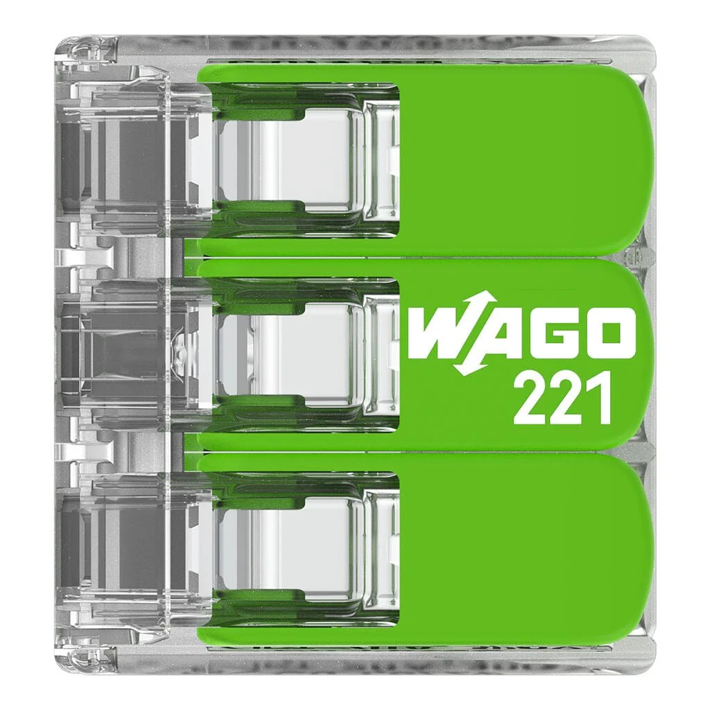 WAGO Green 221-423 32A 3-Way Lever Connectors - Pack of 3 - Image 5