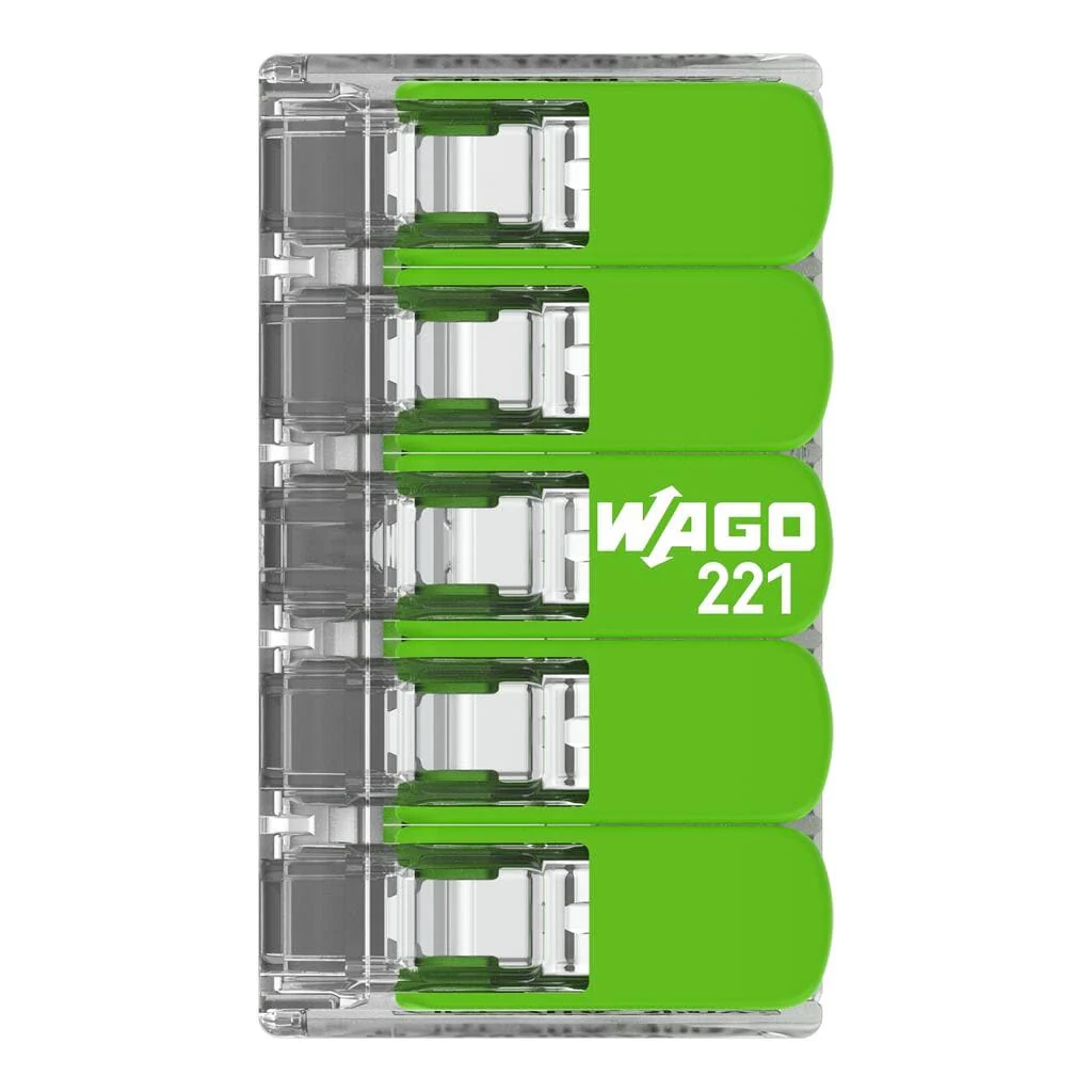 WAGO Green 221-425 32A 5-Way Lever Connectors - Pack of 3 - Image 5