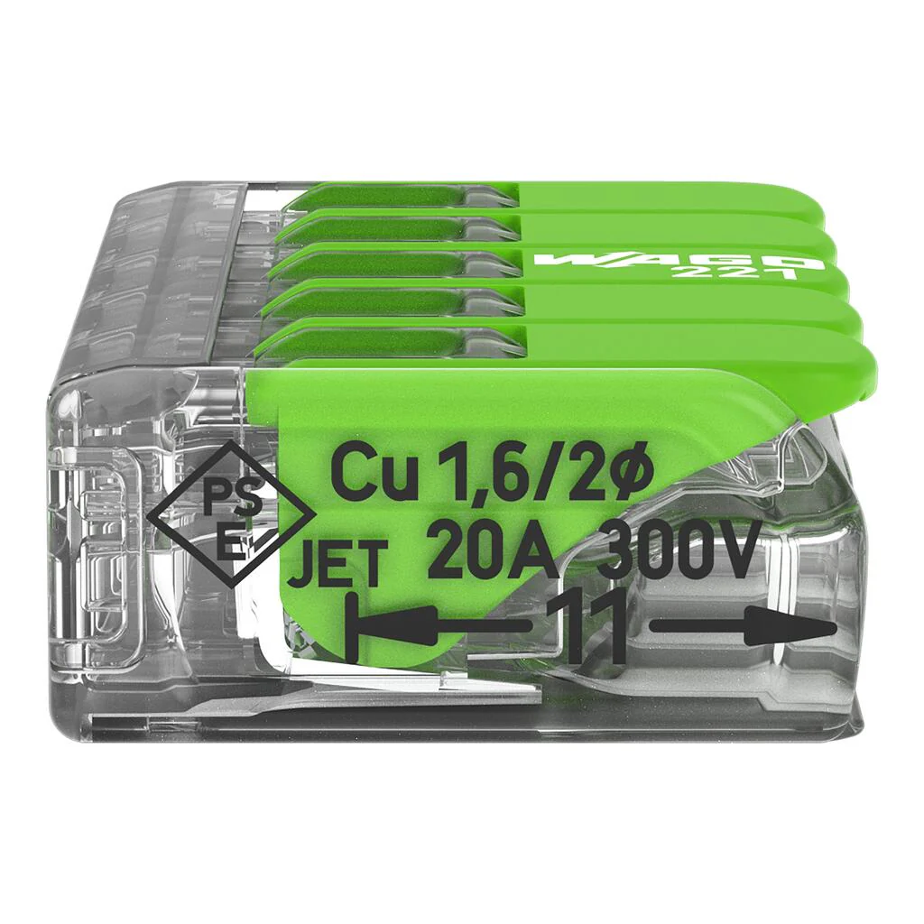 WAGO Green 221-425 32A 5-Way Lever Connectors - Pack of 3 - Image 7