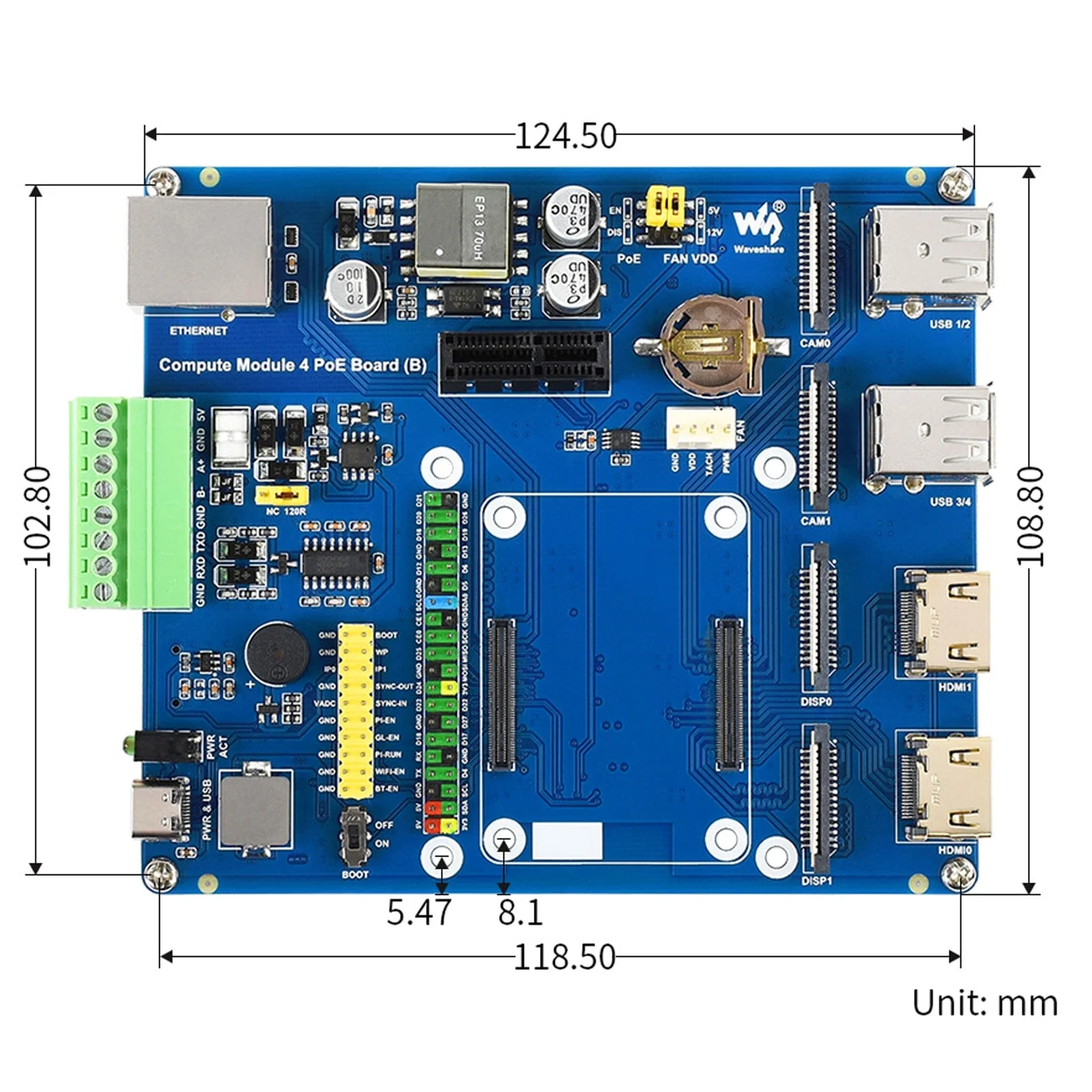 Compute Module 4 IO Board with PoE (B) - Image 6
