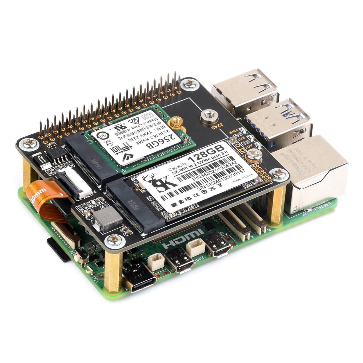 Waveshare Dual-Channel M.2 HAT+ for Raspberry Pi 5 - Image 2