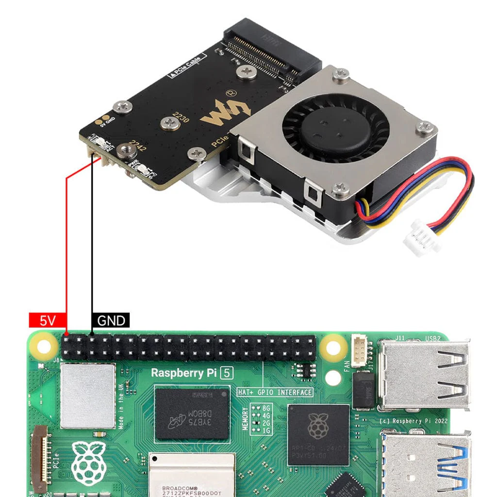 Waveshare M.2 Adapter with Active Cooler for Raspberry Pi 5 - Image 9