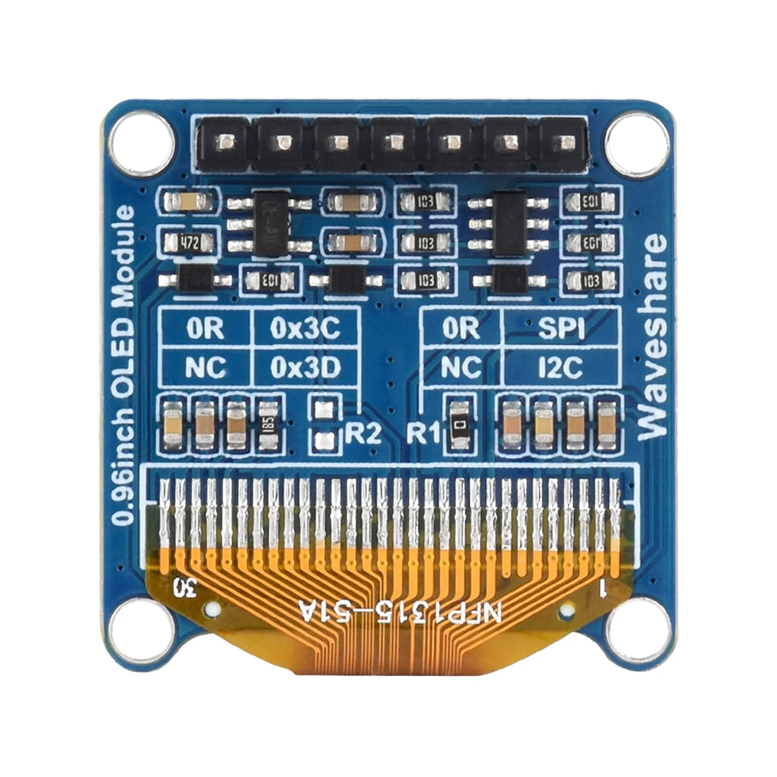 White 0.96" OLED Display Module (128x64) - Image 3