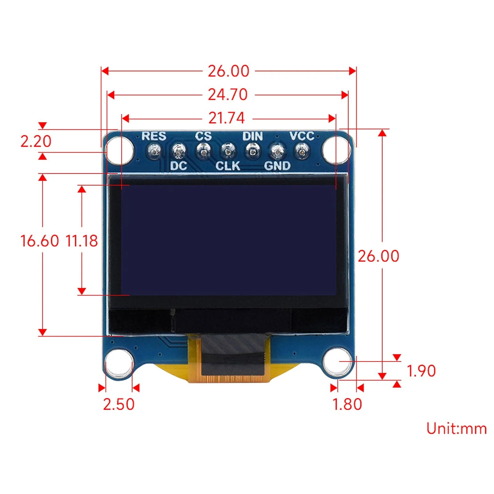 White 0.96" OLED Display Module (128x64) - Image 5