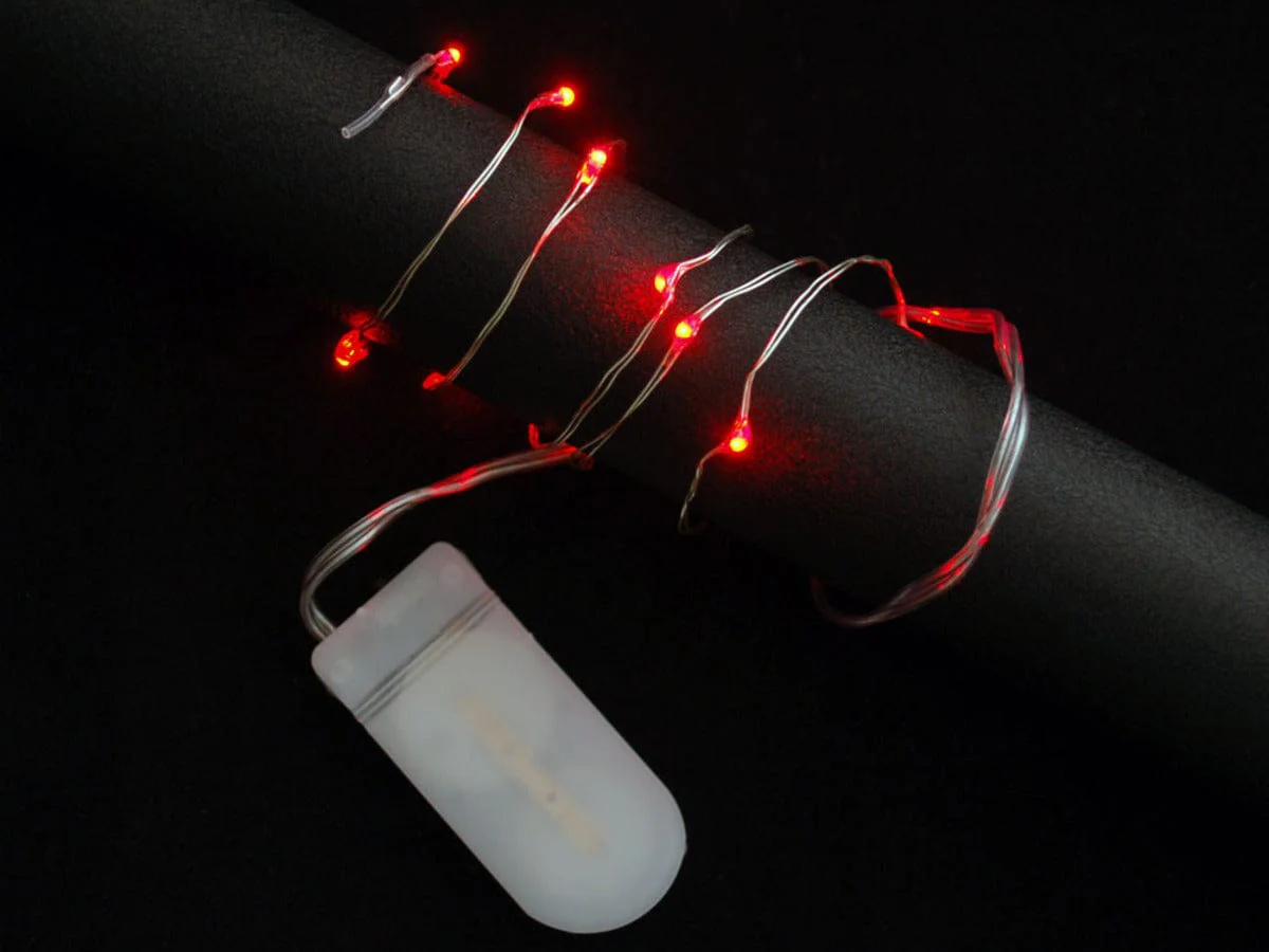 Wire Light LED Strand - 10 Red LEDs + Coin Cell Holder [discontinued] - Image 4