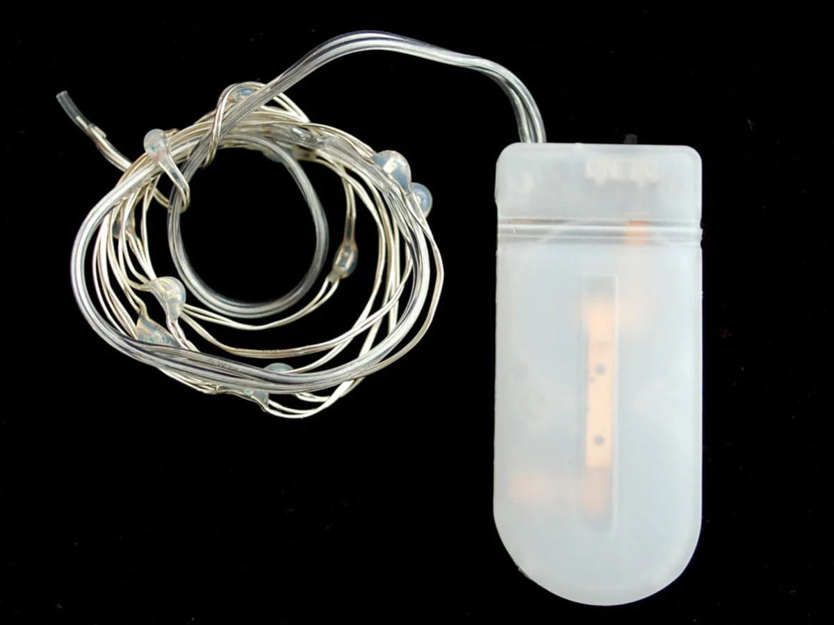 Wire Light LED Strand - 10 Warm White LEDs + Coin Cell Holder [Discontinued] - Image 2